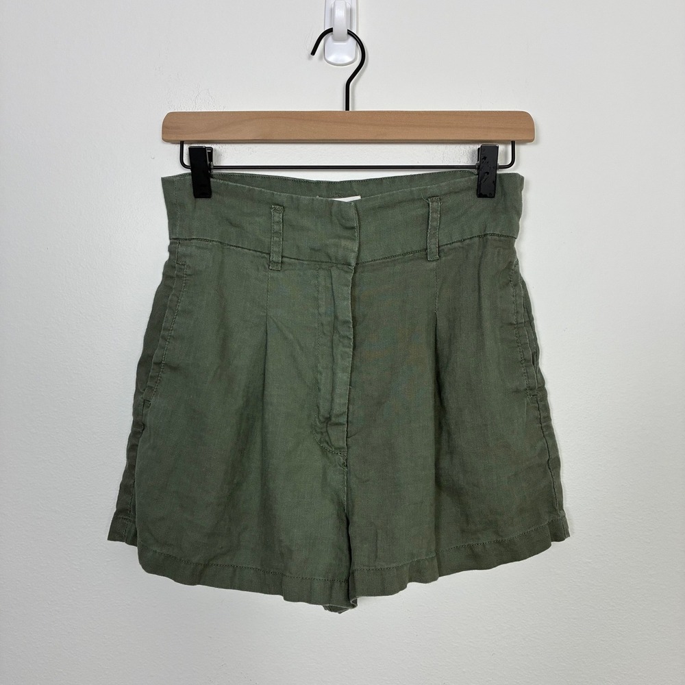 Artisan NY 100% Linen High Waisted Pleated Shorts Womens 2 Coastal Granddaughter